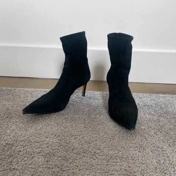 Stuart Weitzman STUART 75 STRETCH BOOTIES in Black Suede size: 5.5 - Picture 1 of 11